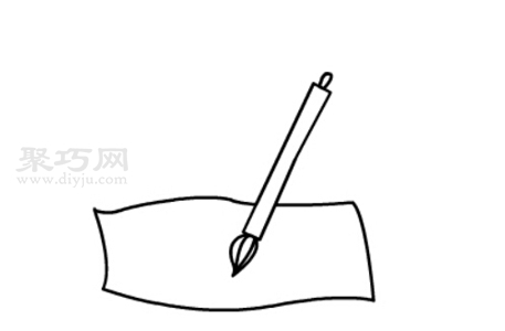 小朋友画毛笔步骤图解 来学毛笔简笔画