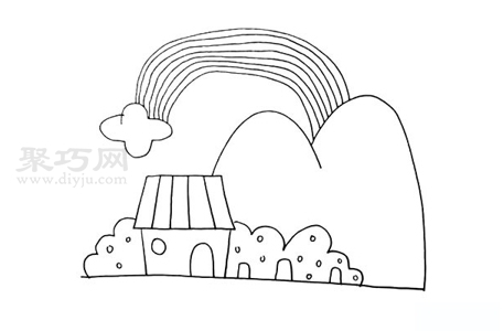 怎么画彩虹屋？来学彩虹屋简笔画画法