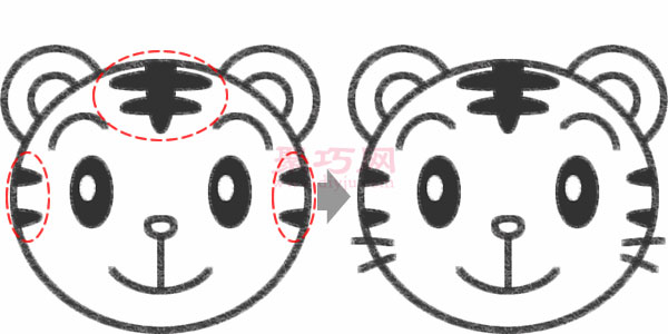 卡通老虎头的画法步骤