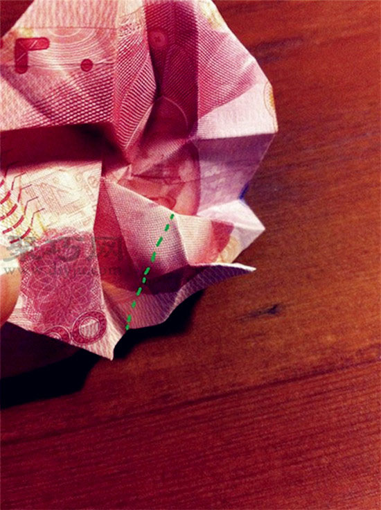 人民币折玫瑰花图解教程