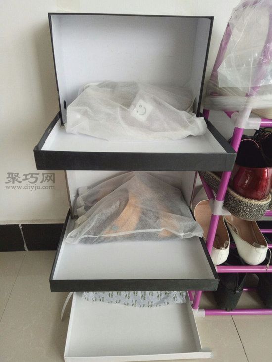 鞋柜手工制作教程 教你变废为宝利用鞋盒自制简易鞋架