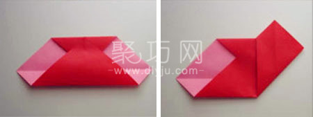 正方形纸折爱心图解第4-5步
