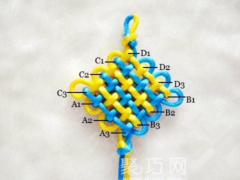 中国结之三回盘长结结构示意图